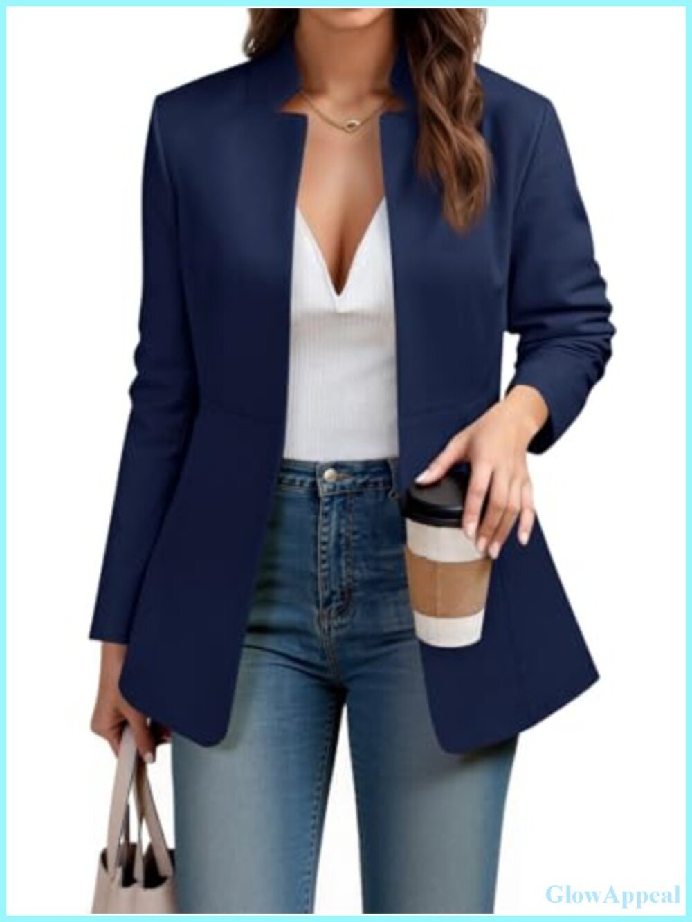 Women's Business Casual Long Sleeve Open Front Notch Collar Blazer